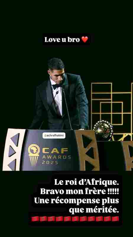 好基友！姆巴佩社媒祝賀阿什拉夫當(dāng)選非洲足球先生：非洲之王！